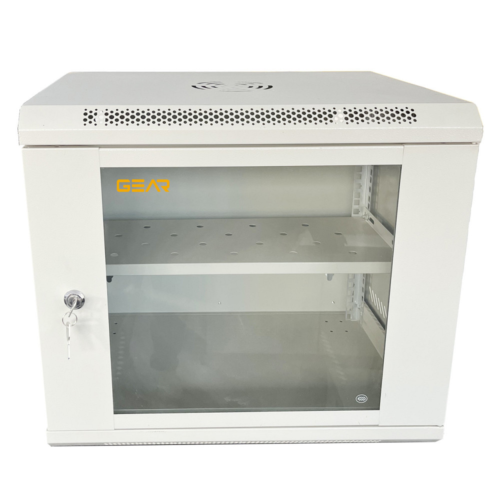 Шкаф серверный настенный с полкой GEAR 9U 19'' 530x400x450 мм., Серый (GWMSN-9U-530-400G) Киев - изображение 3