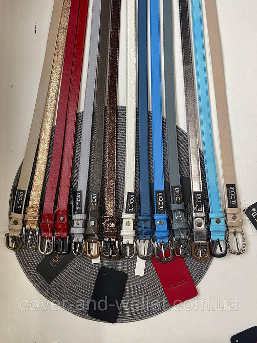 Бірюзовий шкіряний жіночий ремінь середнього розміру 25 мм PS Leather Київ - фото 5