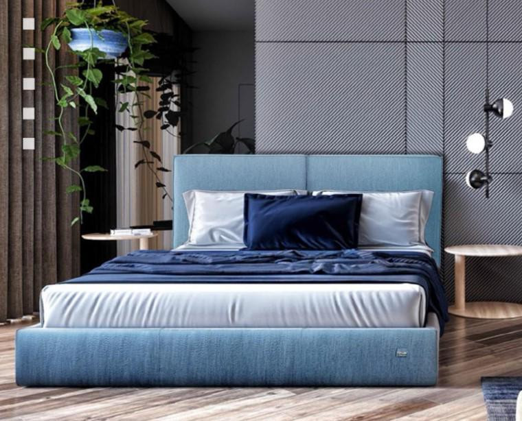 Кровать Delhi VIP 140 х 200 см Jeans С дополнительной металлической цельносварной рамой Синий Киев - изображение 1