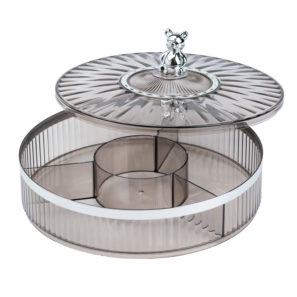 TS Kitchen Цукерниця пластикова на 4 відділення круглая 26 см Сіра HP48629S Киев - изображение 3