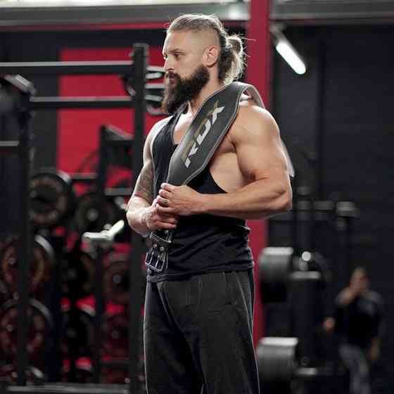 Пояс для важкої атлетики RDX 6 шкіряний Black Gold M Київ