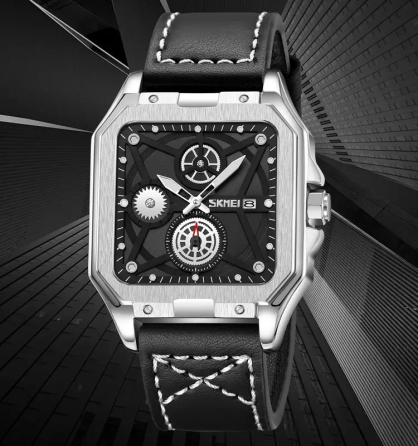 Часы мужские наручные классические Skmei 9330 (Серебристый с черным) Киев
