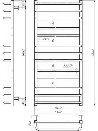 Водяна рушникосушарка Mario INOX Преміум Люкс 1170х540/500 Київ