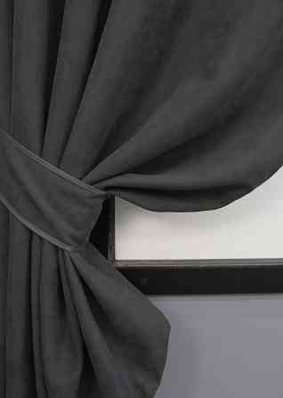 Комплект коротких штор VR-Textil Микровелюр Petek № 1495ш Темно-серый 140х170 см 2 шт (35-0209) Киев