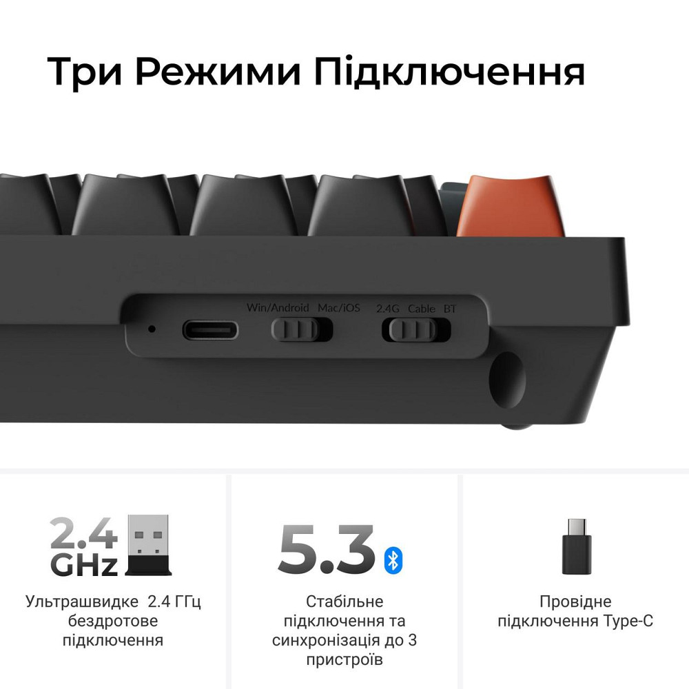 Клавіатура бездротова Keychron V6 Ultra Keychron Red Switch Black RGB (V6U-D1-UA) ( 22189 ) Харків - фото 11