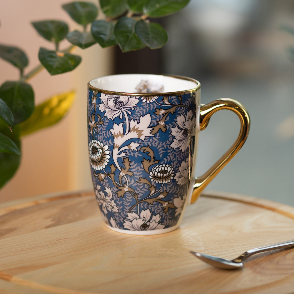 порцелянова чашка 400 мл із золотим обідком і золотою ручкою RX-N240665BLW Коломия - фото 5