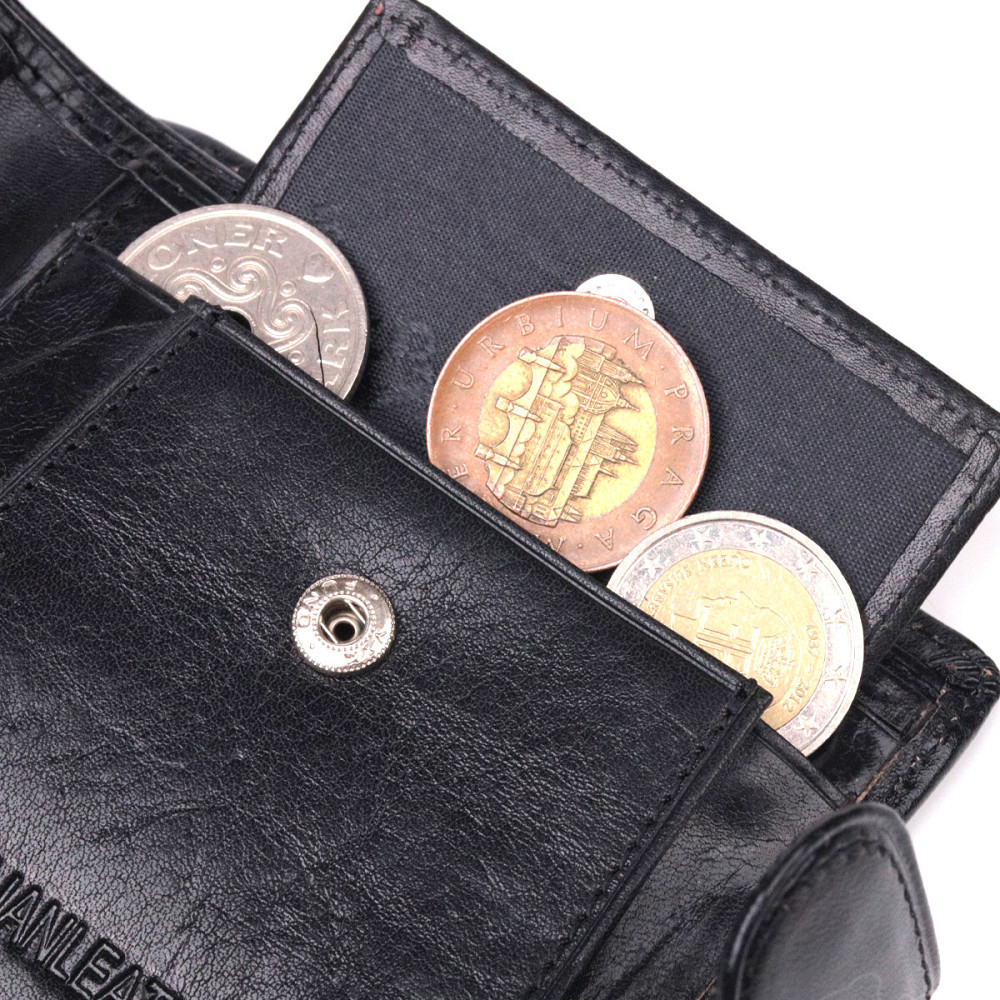 Надійний чоловічий гаманець із натуральної гладкої шкіри ST Leather 19408 Чорний Київ - фото 8