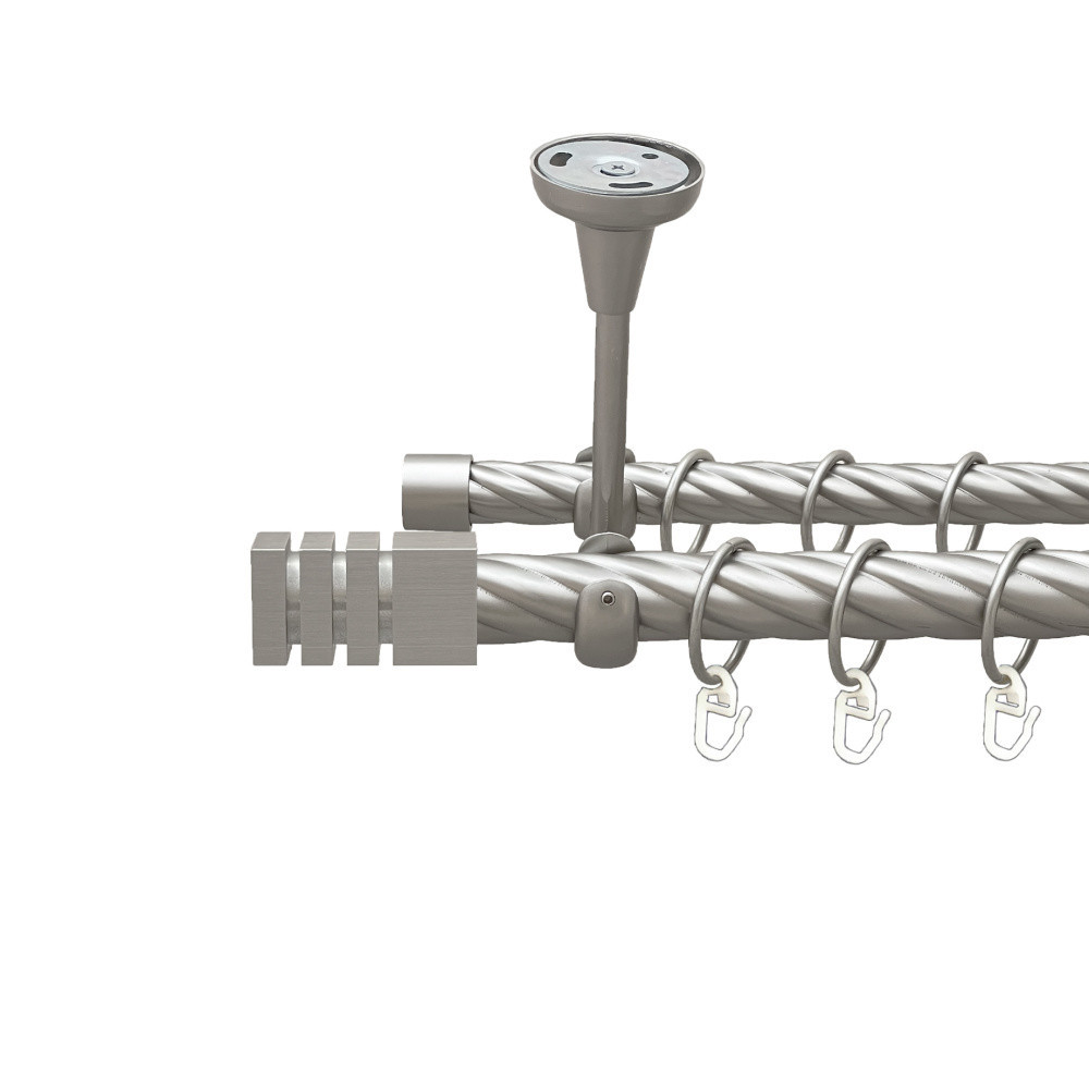 Карниз Orvit Акорда металевий дворядний відкритий до стелі скручена труба кільце металеве Сатин 25\19 мм 160 см (00-00026185) Львів - фото 1