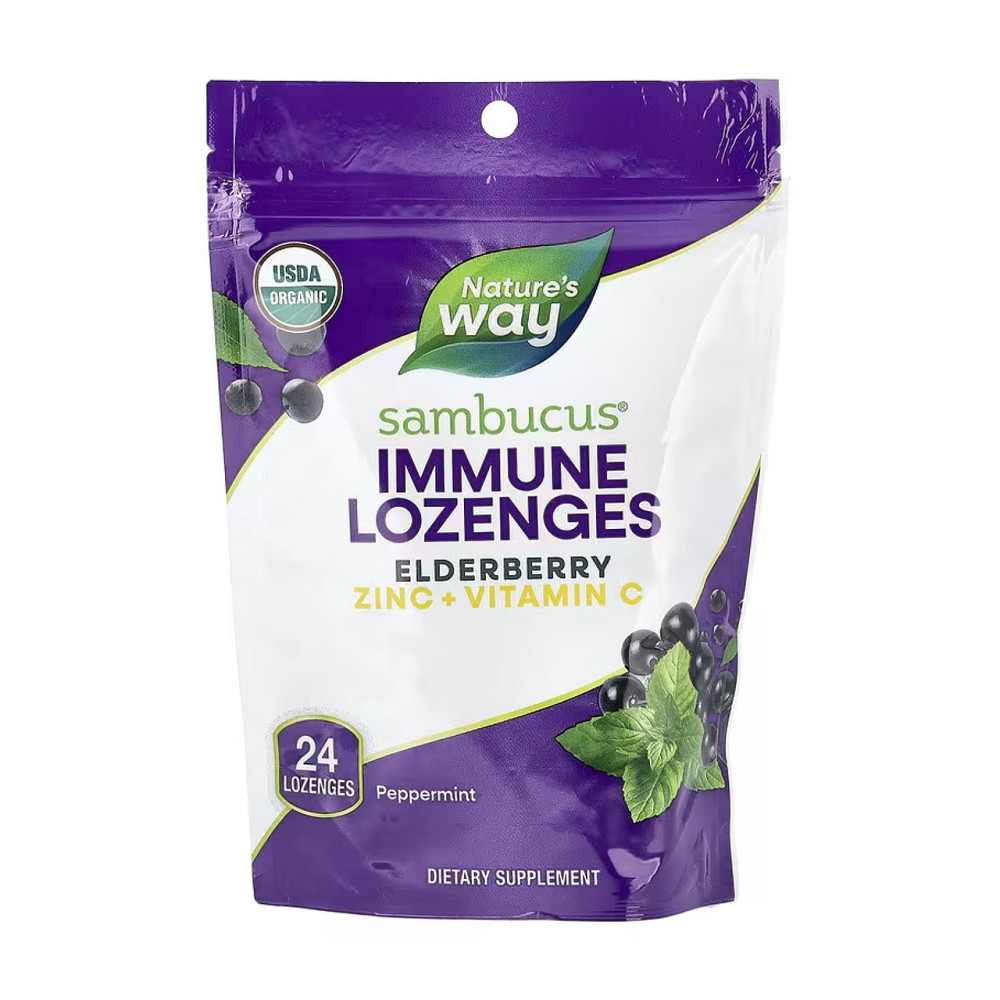 Пастилки для укрепления иммунитета Sambucus Organic Lozenges Mint 24 cnt Киев - изображение 1