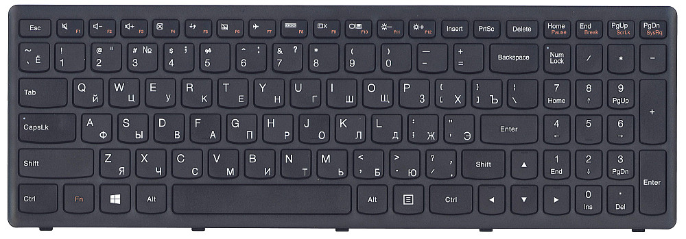 Клавиатура для ноутбука Lenovo IdeaPad (G505S, Z510), Black, (Black Frame), RU Вінниця - фото 2