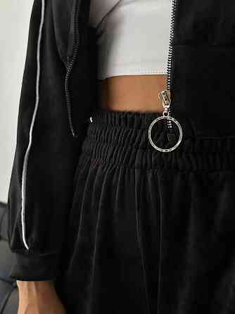 Стильний жіночий велюровий м'який костюм-двійка велюр плюш Чорний, 44/46 Одеса