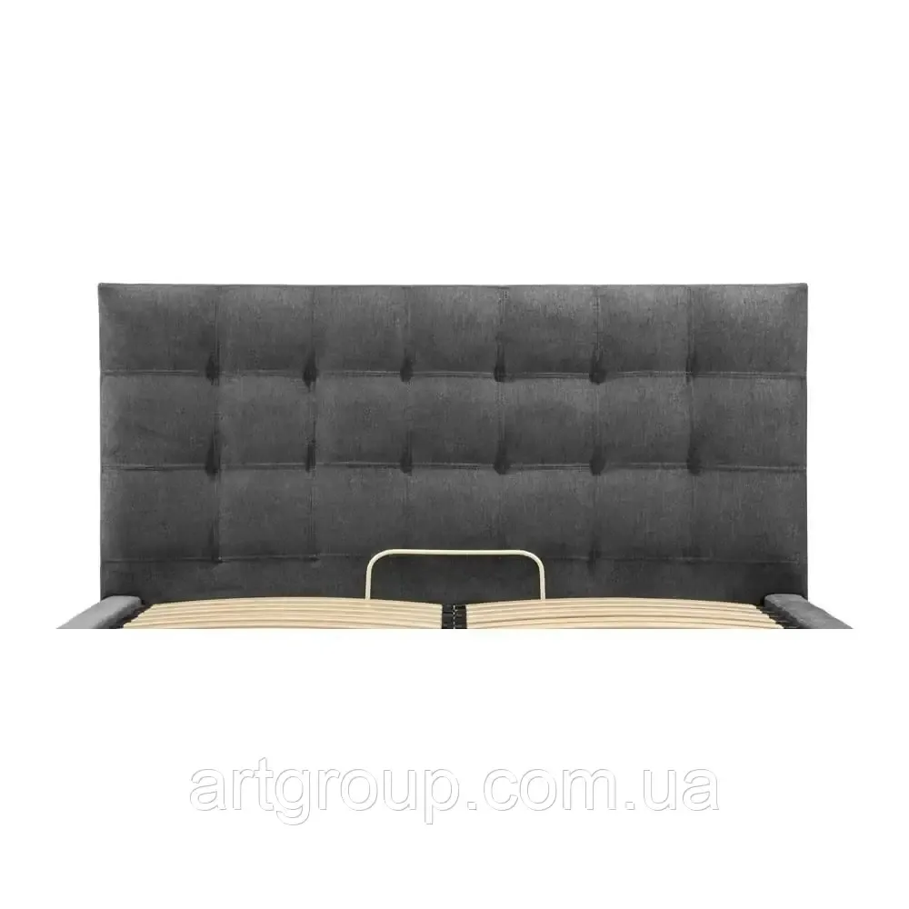 Ліжко Двоспальне Американка Chester Comfort 160 x 200 см Alyaska 10 З підйомним механізмом та нішою для білизни Темно-сірий Дніпро - фото 9