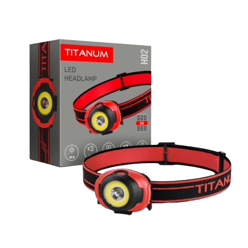 Ліхтарик LED налобний 100Lm 6500К 3*AAA червоний/чорний TLF-H02 Titanum Житомир