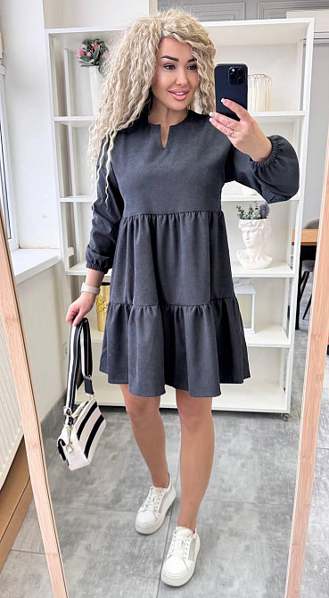 Жіноче базове повсякденне плаття мікровельвет Графіт, 50/52 Одеса - фото 4