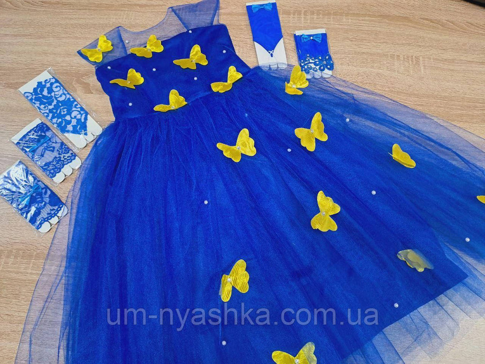 Святкова сукня з метеликами в патріотичних кольорах Кривий Ріг - фото 1