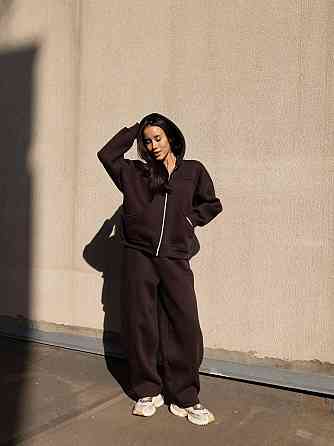 Жіночий теплий костюм двійка вільного крою на кожен день турецька тринитка на флісі Одеса