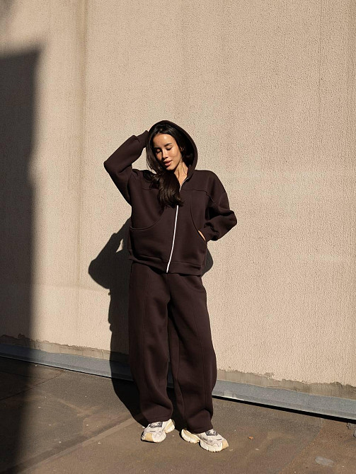 Женский теплый костюм двойка свободного кроя на каждый день турецкая трехнитка на флисе Одесса - изображение 1