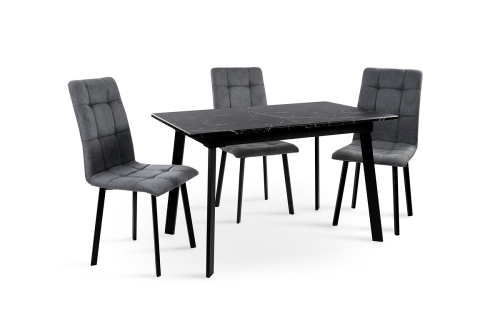 Стіл Етна 120(+40)*75 чорний метал/мрамор чорн Киев - изображение 4