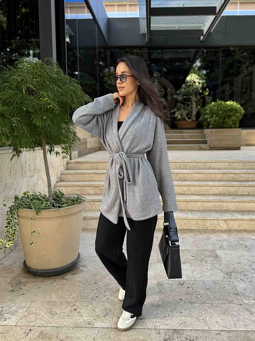 Женский теплый модный кардиган. Графит, 42/44 Одесса - изображение 3