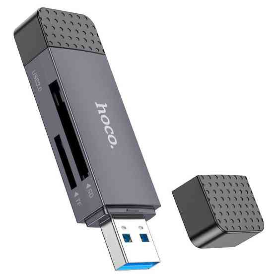 Кардрідер HOCO HB45 Spirit 2-in-1 USB/Type-C 3.0 card reader Metal gray Одеса