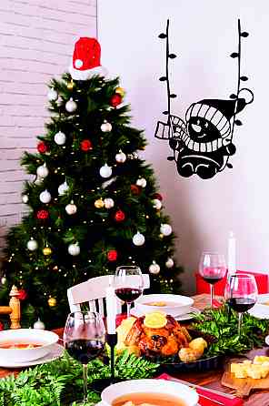 Декоративное настенное Панно «Снеговик», Декор на стену 110*68 см, Черный Киев