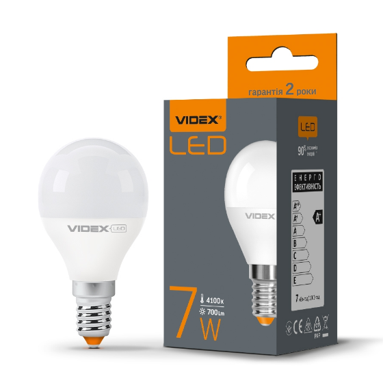 Лампа G45e 7W E14 4100К 220V LED Videx Житомир