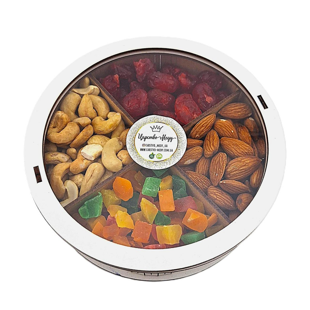 Суміш горіхів і сухофрукти 350 грамів, в круглій дерев'яній коробці. Одеса - фото 3