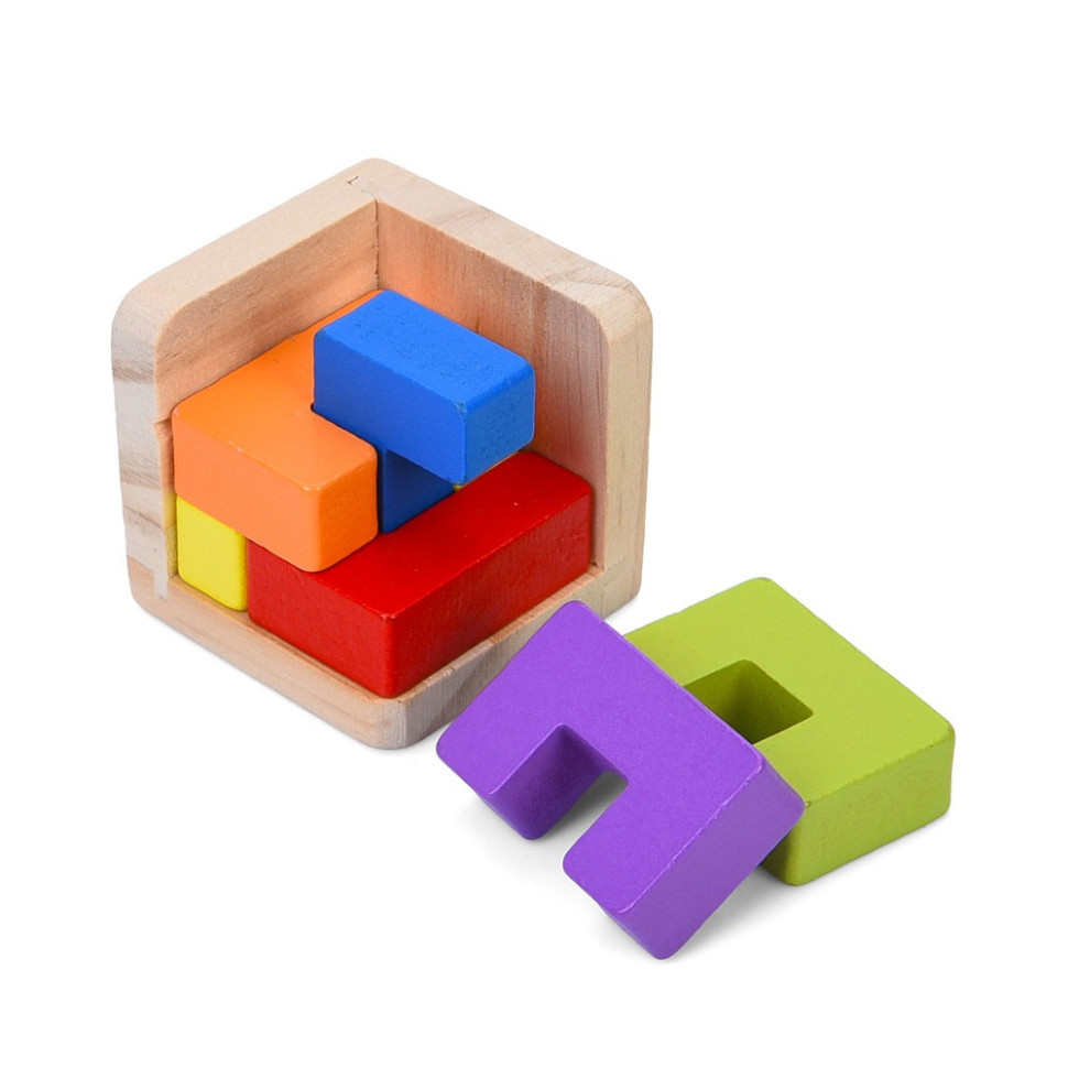 Дерев'яна куб-головоломка MD 0758-1 підставка 6 елементів Вінниця - фото 1