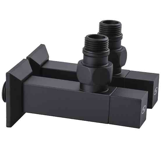 Набір Кран напівобертовий кутовий з американкою SOLOMON LUX 1/2″ CUBE BLACK 8888 (1уп) Тернополь