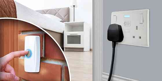 Бездротовий дверний дзвінок BG Electrical 822BELL IP44 з кнопкою, 6 мелодій, 100 м, LED-індикатор, подвійна розетка Київ
