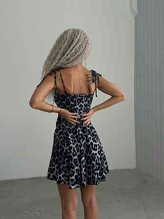 Женское летнее леопардовое мини платье на завязках штапель 44/46 Одесса