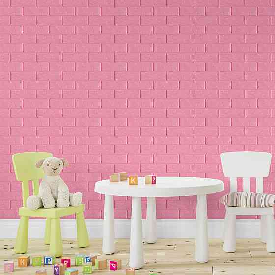 Самоклеюча 3D панель рожевого кольору з цегляним візерунком Київ