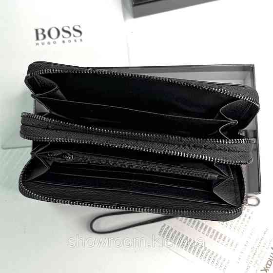 Кожаный брендовый кошелек клатч на два отделения Boss (6614) Киев