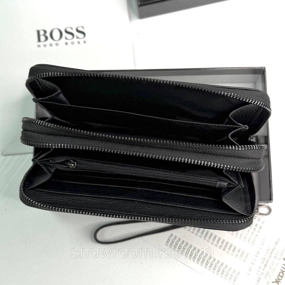 Кожаный брендовый кошелек клатч на два отделения Boss (6614) Киев - изображение 6