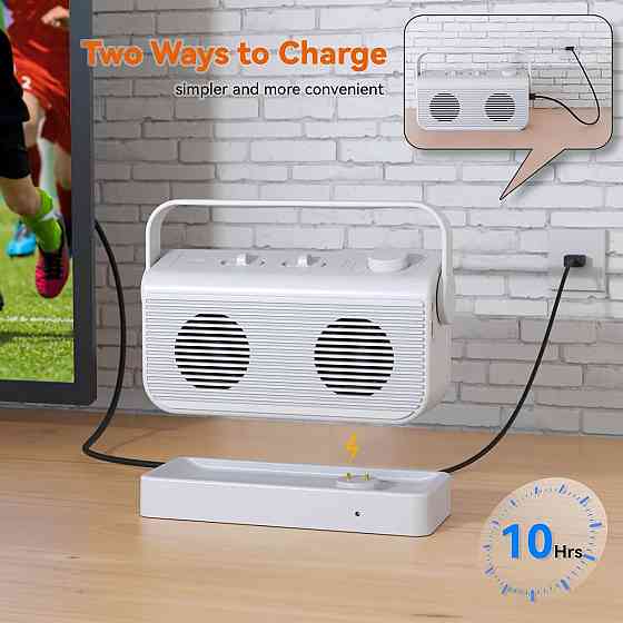 Усилитель голоса ANSTEN ZXTB007 Черный портативный для TV 30 м без задержки SOS 2.4 GHz AUX/RCA 10 ч Киев