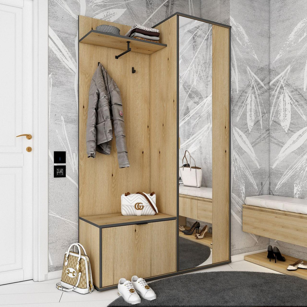 Прихожая с зеркалом Doros Дора 113,5х40х192 см Дуб артизан (DRS-011340) Днепр - изображение 1