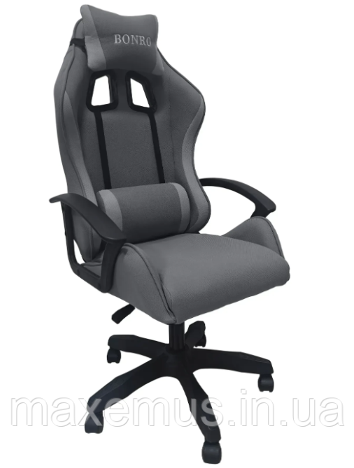 Компьютерное кресло для геймера из ткани кресло для работы за компьютером с регулировкой спинки B-944 серое Мостиска - изображение 5