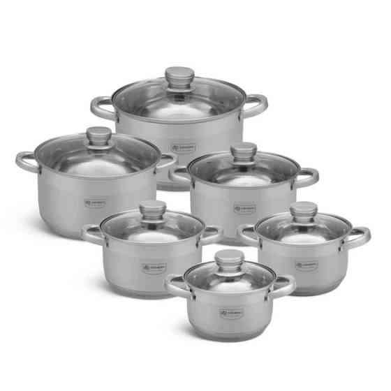 Набор кастрюль из стали Edenberg EB-4036 12шт 2.1л–7.5л, 5-слойное капсульное дно, клепаные ручки, индукция MO-35 Львов