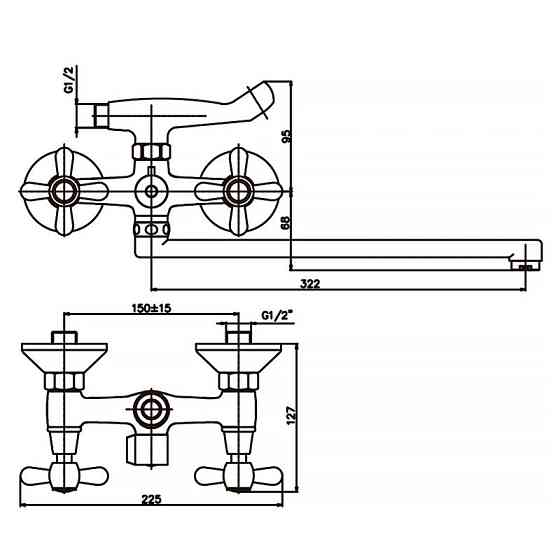 Змішувач для ванни Haiba Dominox 140   ( HB0064 ) 37073 Харків