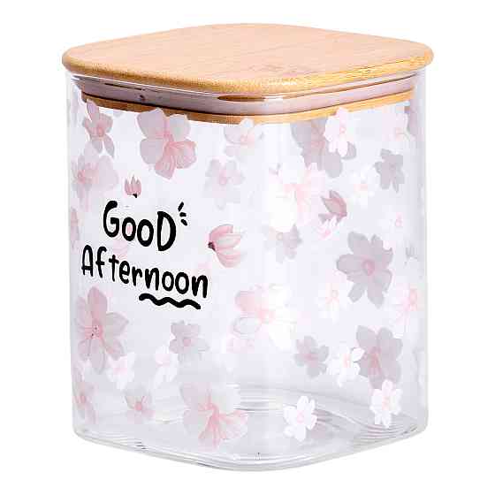 Банка для сипучих продуктів з бамбуковою кришкою 900 мл ємність для сипучих скло HP-34-24 Коломыя