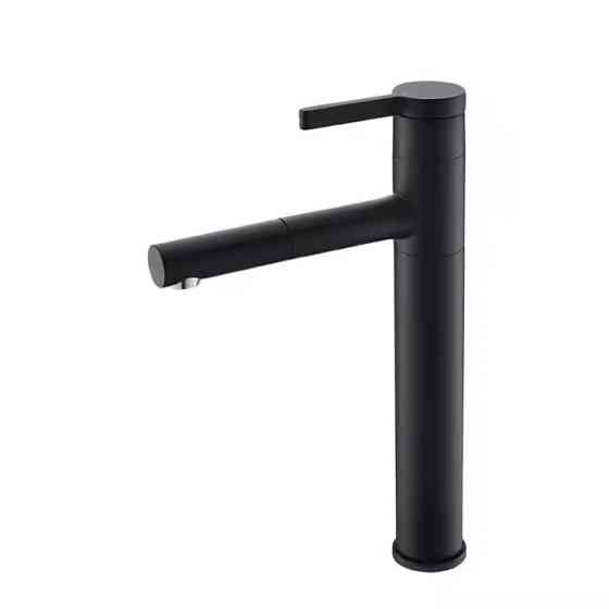 Змішувач для раковини, умивальника одноважільний з латуні, чорного кольору Кам'янець-Подільський