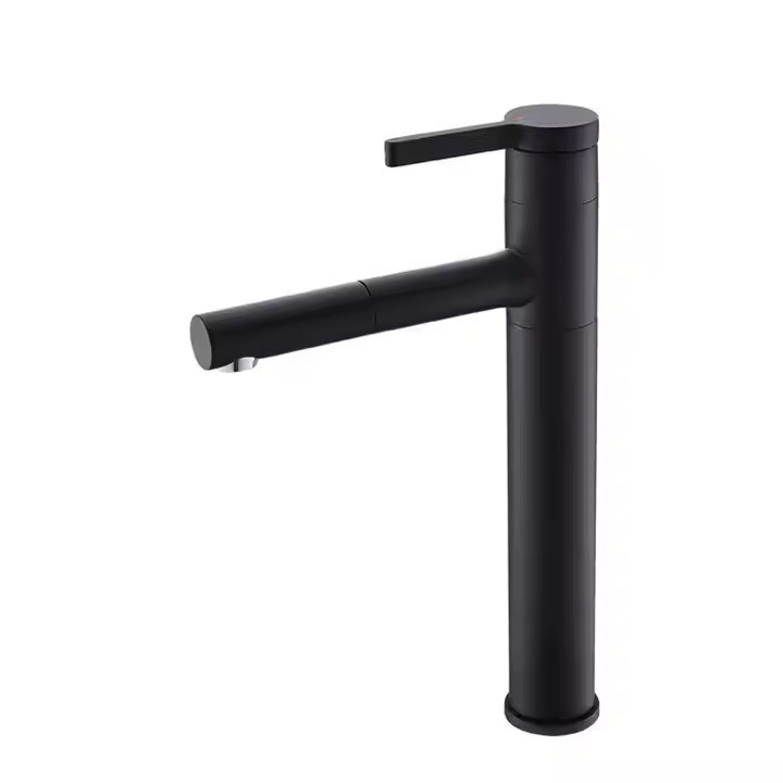 Змішувач для раковини, умивальника одноважільний з латуні, чорного кольору Кам'янець-Подільський - фото 2