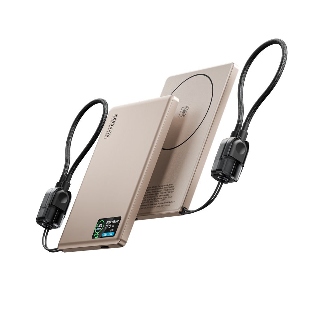 Повербанк 007 5000 mAh 20W з FTF-дисплеєм (MagSafe) - золотий титан Киев - изображение 1
