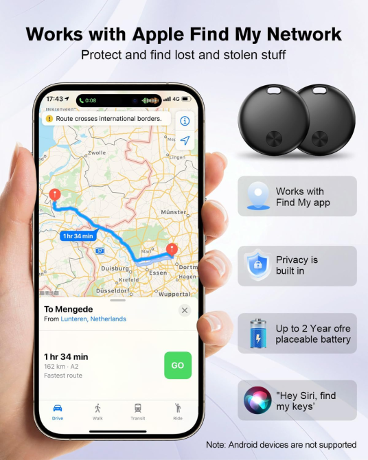 Смарт-трекер Hauibela weTag mini для пошуку речей, Apple Find My, Bluetooth до 50 м, звуковий сигнал, CR2032, iOS Київ - фото 3