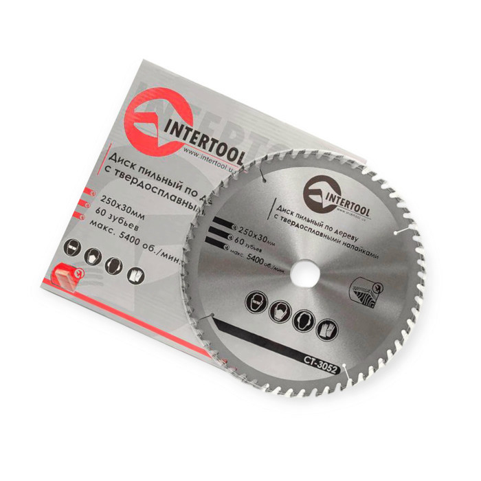 Круг отрезной по дереву с твердосплавными напайками 250x30x1,7 мм, 60 зубьев Мукачево - изображение 2