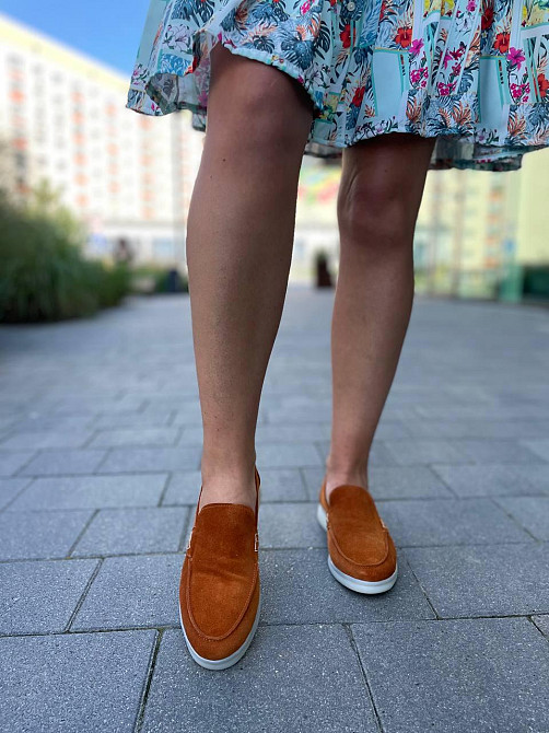 Лоферы женские KATI SHOES оранжевые натуральная замша демисезонные размер 35-40 (141) Коломия - фото 1