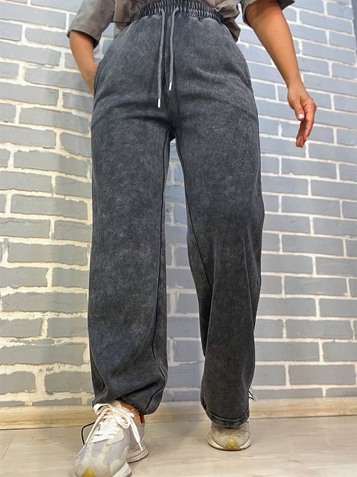 Штаны женские W 9181 джоггеры вареные резинка затяжка снизу графит, графит, S Киев - изображение 10