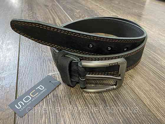 Cтильный мужской ремень из винтажной кожи серого цвета 40мм PS Leather Киев