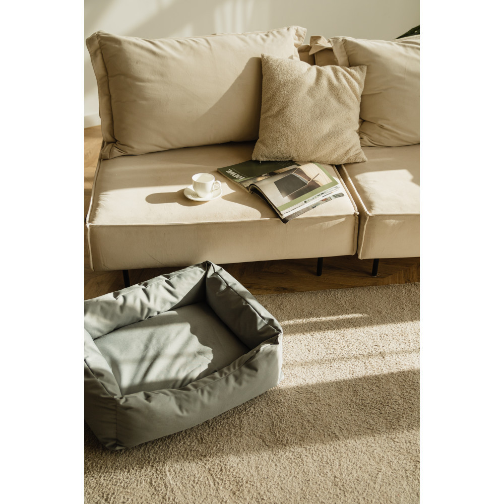 Водовідштовхувальний лежак зі знімним чохлом і двобічною хутряною подушкою Incor Сірий S (50/40/18) Київ - фото 6