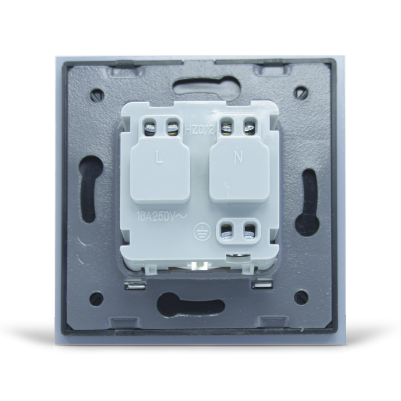 LIVOLO Електрична розетка з заземленням LIVOLO, чорна з білою рамкою, хромованою вставкою, скло Коломыя - изображение 3